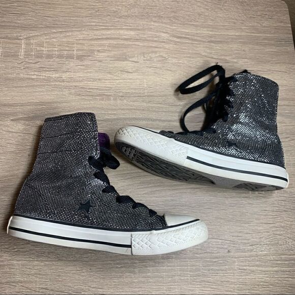 Converse One Star girls sparkly high tops sneakers - Picture 3 of 11